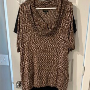 APT 9 WOMAN 1X brown beige spring Cowl Neck Sweater short sleeve